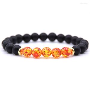 Brin 18 couleurs belle 8mm noir mat pierre perles naturelles Bracelet élasticité main extensible Yoga amitié Bijoux Bijoux