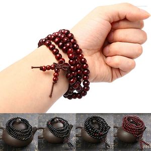 Brin 1pc 8 mm naturel santal bouddhiste bouddha Méditation en bois Perle Perle mala bracelet bracelet femmes hommes bijoux 108 perles bijoux