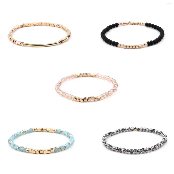 Brin 1PC cristal délicat Bracelet de perles Bracelets délicats pâle élastique facettes extensible cheville femmes bijoux de mode