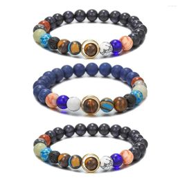 Brin 1pc mode unisexe étoilé ciel bracelet galaxie pierres naturelles élastiques bijoux de poignet femelles conjoints accessoires accessoires