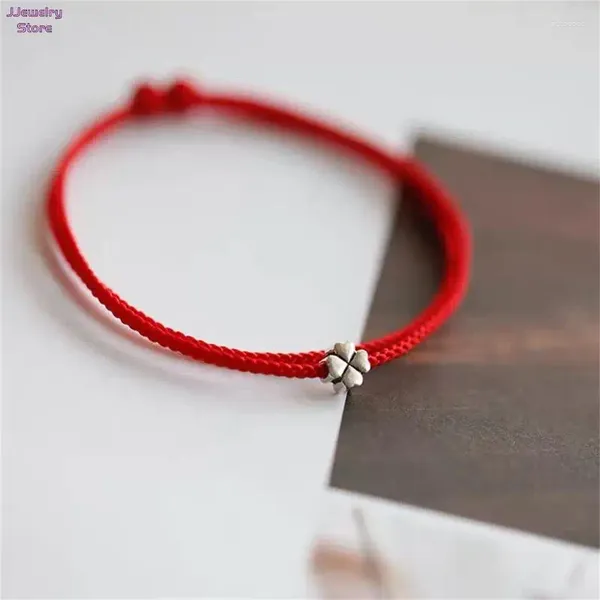 Strand 1pc Mini de cuatro hojas de trébol rojo pulsera de hilo de hilo de cuerda afortunada de cuerda hecha a mano para mujeres joyas para hombres