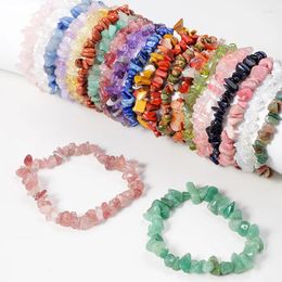 Bracelet en pierre de cristal naturel pour femmes, 1 pièce, gravier, puces extensibles irrégulières, pépites, bracelets à Quartz pour femmes