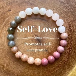 Brin 1PC / Self Love Acceptance Crystal Bracelet 8 mm perle pour réduction du stress Relief d'anxiété guérison