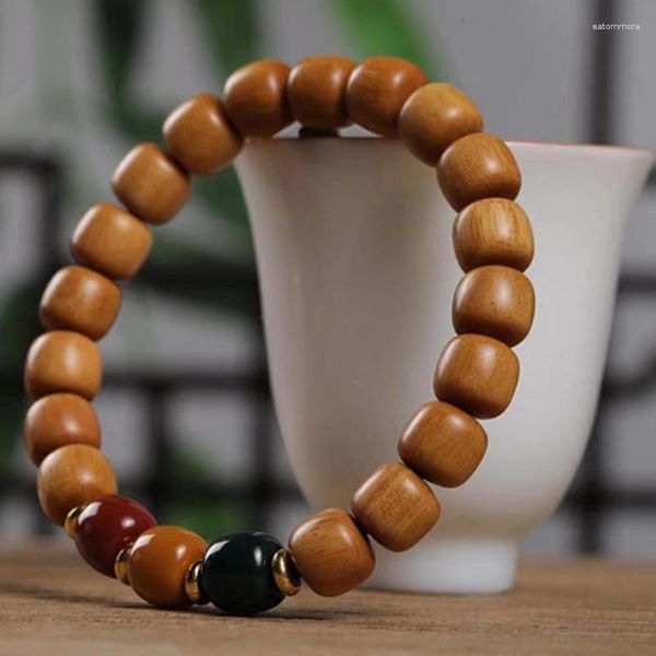 Pulsera de cuentas de madera de Buda Vintage para hombres y mujeres, pulseras envolventes hechas a mano, joyería de moda masculina, 1 unidad