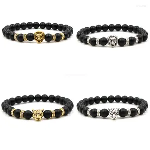 Brin 1pcs Bracelet de lion classique Fashion Black Matte Stone à la main