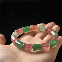 Brin 2022 Ly naturel rouge vert fraise Quartz cristal rectangulaire perles mode femmes Bracelet 10 14mm pierre