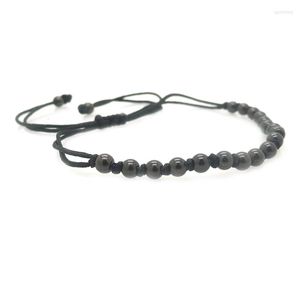 Strand 2023 marque de mode hommes Bracelets 4mm pistolet noir perles rondes tressage macramé Bracelet pour et femmes bijoux