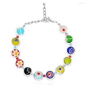 Strand 2023 Mode Handgemaakte Diy Leuke Millefiori Glazen Kralen Armbanden Voor Vrouwen Kleurrijke Ronde Kralen Ketting Armband Meisje Geschenken