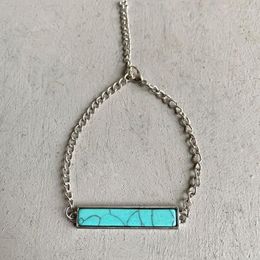 Bracelet à barre Turquoise géométrique, brin 2023, pierre de naissance moderne de décembre, conception Simple, bijoux occidentaux, cadeau