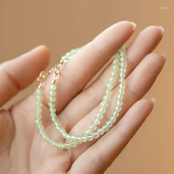 Strand 2023 Mini Gem Bracelet Raisin Jade Naturel Vert Clair Cristal Petite Amie Extrêmement Fin 3mm