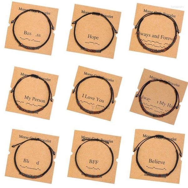 Strand 2023 Morse Code Bracelets créatifs pierre noire perlée cartes faites à la main cadeau de Couple