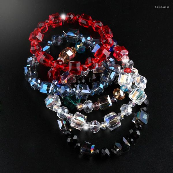 Strand 2023 Femmes Carré Cristal Perles Bracelet Coréen Gracieux Joker Brillant Bracelet Élégant Cadeaux Pour Petite Amie