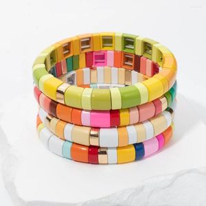 Bracelet en émail pour femmes, brin 2024, perles en arc, tendance, 8, 9mm, 3, 7mm, élastique coloré, accessoires de bijoux