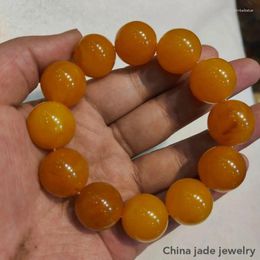 Bracelet en ambre naturel de la baltique pour hommes et femmes, brin de 20mm, accessoires de bijoux fins, ambre de beurre véritable élastique