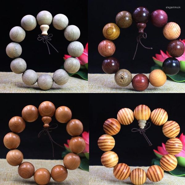 Brin 20mm bois de santal perles de prière Bracelet élastique hommes bijoux authentique perle de bouddha africain