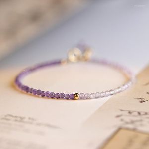 Brin 2mm perles d'améthyste naturelle Bracelet à facettes lilas violet pierre Bracelet mince femme main chaîne ornement femme bijoux cadeau