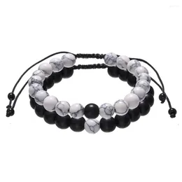 Brin 2pcs / lot couple bracelet noir blanc blanc naturel stone tissage bracelets for Menwomen charmed sans fin cadeau de métaphore 2024