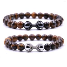 Strand 2pcs naturel 8mm bracelet en pierre double face griffe d'aigle micro pavé cz poulpe perlé hommes femmes luxueux bracelets chakra chanceux