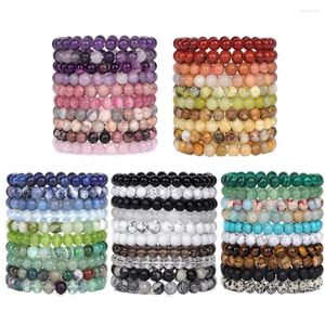 Strand 2 stks/set 8mm Natuurlijke Healing Stone Bead Armband Turkoois Amethisten Tijgeroog Lava Quartzs Meditatie Armbanden Voor Vrouwen mannen