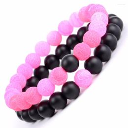 Brin 2pcs / set couple bracelet boho natural pierre noirs agates perles de distance bracelets pour femmes hommes amitié yoga bijoux