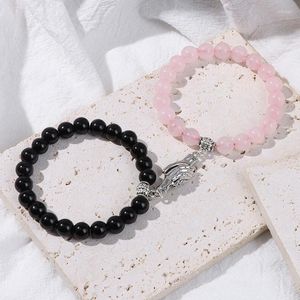 Brin 2 pièces/ensemble Couple Distance Bracelet amitié main charme pour femmes hommes rose Quartzs lave améthyste Bracelet saint valentin