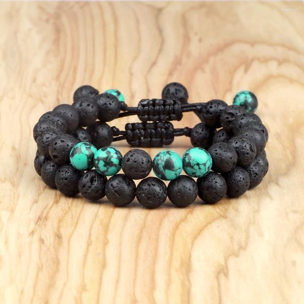 Strand 2 unids/set parejas pulsera tejida a distancia Piedra Natural Yoga con cuentas para hombres mujeres regalo para Amiga joyería del encanto