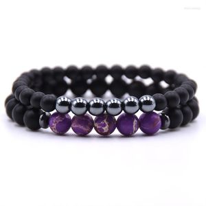 Strand 2 unids/set hombres mujer pulsera con cuentas negro Mantra cuentas de oración pulseras de Buda para mujeres y hombres Pulseira