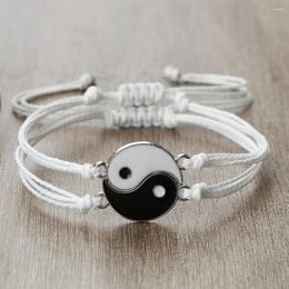 Strang 2 teile/satz Tai Chi Yin Yang Paar Armbänder Einstellbare Charme Freund Schmuck Frauen Männer Yoga Balance Heilung Armreif