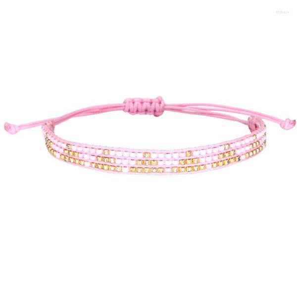 Pulsera de amistad con cuentas de semillas hechas a mano de 3 capas, diseño geométrico para mujeres y niñas, joyería, brazalete trenzado ajustable