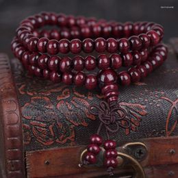 Bracelet en bois de santal rouge 3 couches brin 108 perles 6mm 3 cercles perlés pour femmes et hommes accessoire de bijoux à la main de mode