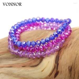 Brin 3 pièces / ensemble bracelet 6 mm en cristal en cristal multicolore femmes bijoux en gros cadeau pour les filles accessoires pour filles