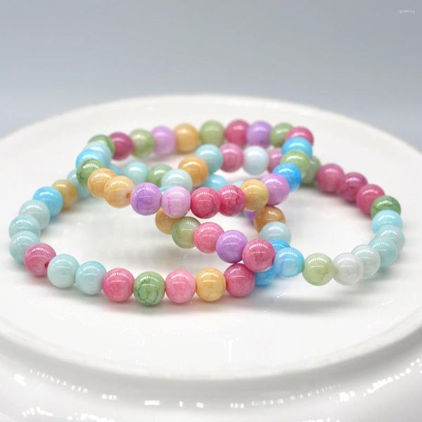Hebra 3 unids/set coloridas pulseras de Jade de cristal multicapa con cuentas de colores caramelo a la moda coreana para regalos de cumpleaños para niñas