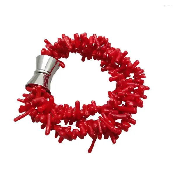 Brin 3 brins de corail rouge bracelet magnet fermoir 8 