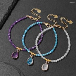 Strand 3mm perles à facettes bracelet pierre naturelle améthystes oeil de tigre Labradorite perles pendentif bracelets femmes filles bijoux chanceux
