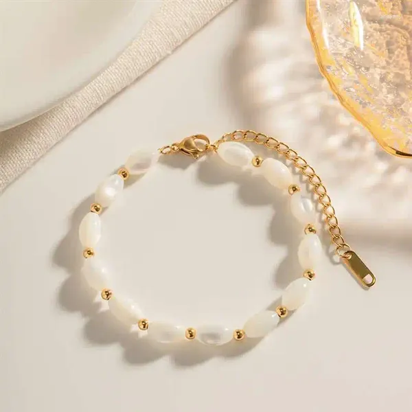 Bracelet de perles de coquillage de mer pour femmes, brin de 3mm, bijoux sur la main, cadeau de fête, à la mode, en acier inoxydable, tendance