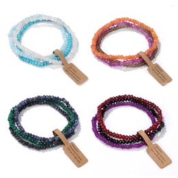 Strand 3pcs série colorée bracelet de perles de cristal 3x4mm perles à facettes calcédoine bracelets pour femme hommes bracelets ensemble bijoux de mode