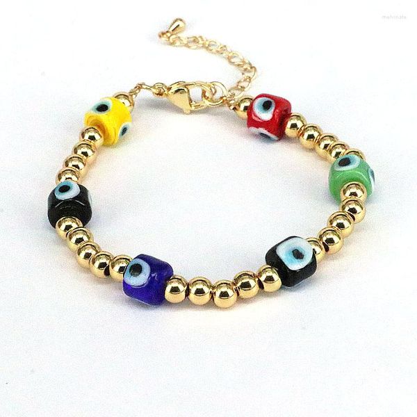 Brin 3 pièces mode or couleur perle Bracelets pour femmes hommes bijoux géométrique au chalumeau verre oeil perlé Bracelet à breloques