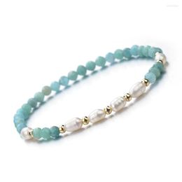 Perle d'eau douce brin 4-5mm et 4mm facettes apatite brésil amazonite spinelle noire pierre naturelle perle bracelet élastique