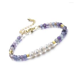 Brin 4-5mm perle de pomme de terre d'eau douce 4mm rond à facettes Fluorite améthyste grenat rubis Zoisite Bracelet en perles de pierre naturelle