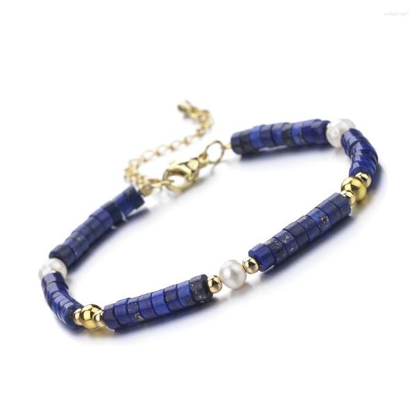 Strand 4-5mm Zoetwater Aardappel Parel Wiel Vorm Agaat Lapis Amethist Zwarte Onyx Natuursteen Kraal Armband