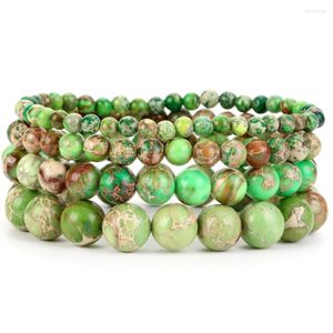 Strand 4/6/8/10mm Natuursteen Armband Groene Zee Sediment Jaspers Kralen Voor Mannen vrouwen Sieraden Gift Healing Energie