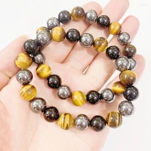 Brin 4 6 8 mm naturel noir obsidien hématite tigre œil perles bracelets hommes pour protection de la santé magnétique femmes bijoux soul bijoux