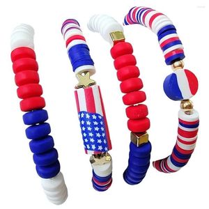 Strand 4 pièces de bracelet de poterie colorée USA Flag The United States Jewelry Pearl Pulsera