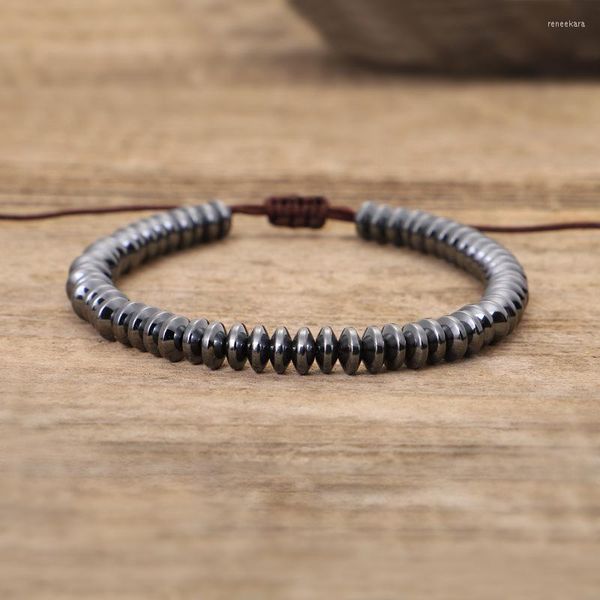 Bracelet de perles de pierre naturelle autrichienne de brin 4mm sur la main mat plat rond bracelets de perles en vrac pour les femmes hommes cadeau de bijoux chanceux