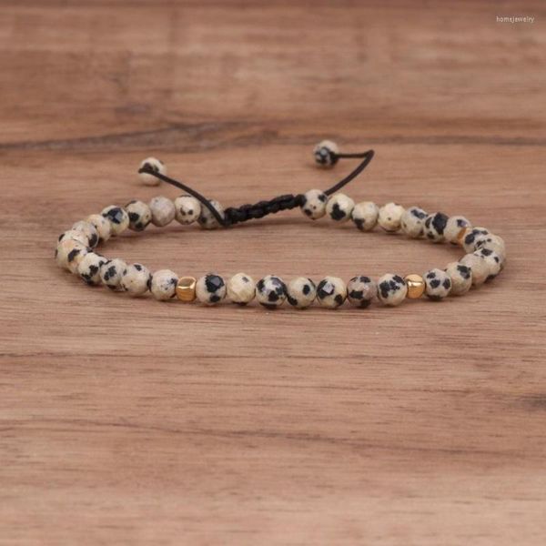 Hebra de 4mm de cuentas finas, pulsera de piedra de grano de punto, adornos de Yoga trenzados para parejas