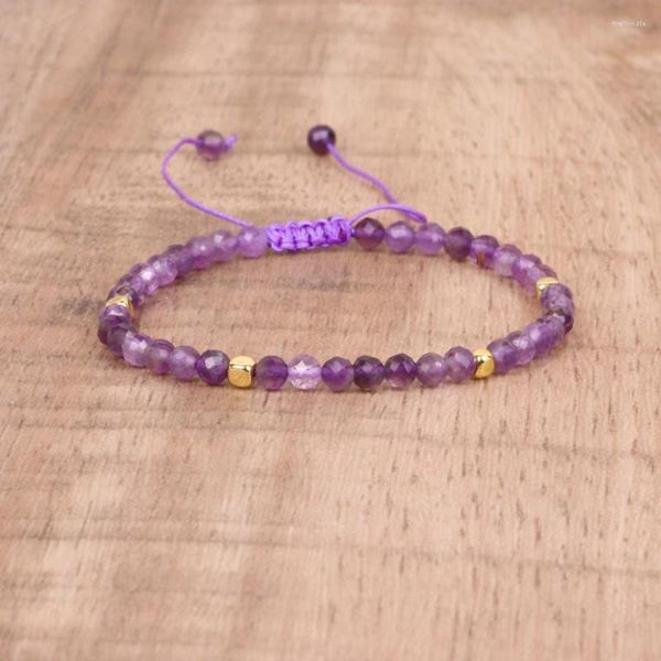 Strand 4mm Fine Beads Purple Crystal Bracelet Woven Lovers Yoga Ornements