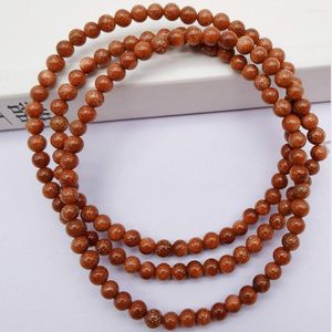 STRAND 4MM GOUDEN SANDSTONE kralen Bracelet Bangle ketting stretch 22 inch sieraden voor vrouw cadeau G751