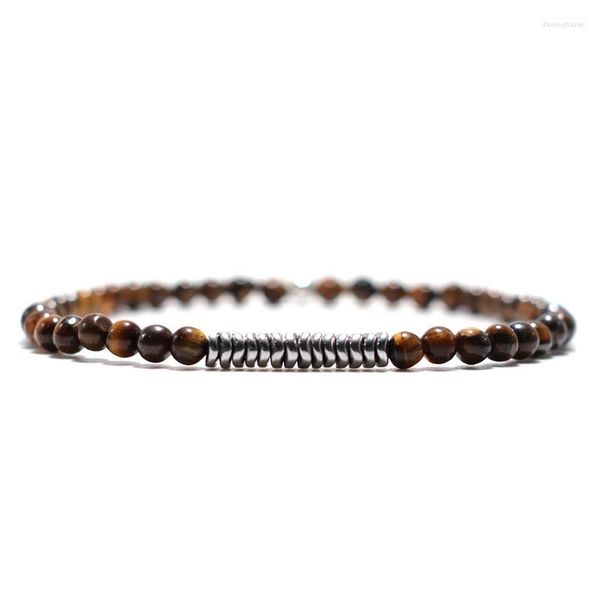 Brin 4mm Bracelet En Pierre Naturelle Pour Hommes Femmes Chanceux Rouge Turquoise Oeil De Tigre Hématite Rock Petites Perles Braslet Bijoux De Mode Pulsera