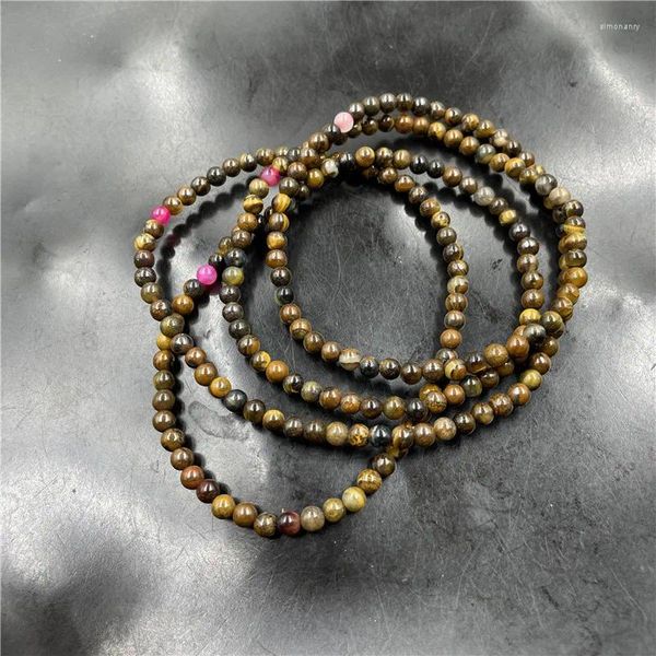 Hebra de 4 mm, bobinado, 5-6 círculos, ojo de tigre, pulsera de piedra, cuenta pequeña