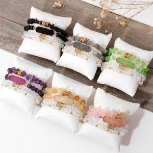 Strand 4 stks/set Druzy Kristal Armband Set Voor Vrouwen Mannen Natuurlijke Agaat Steen Mode Handgemaakte Sieraden Stapel Armbanden Mannelijke